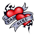 Bad Girl with Hearts Temporary Tattoo (2"x2")